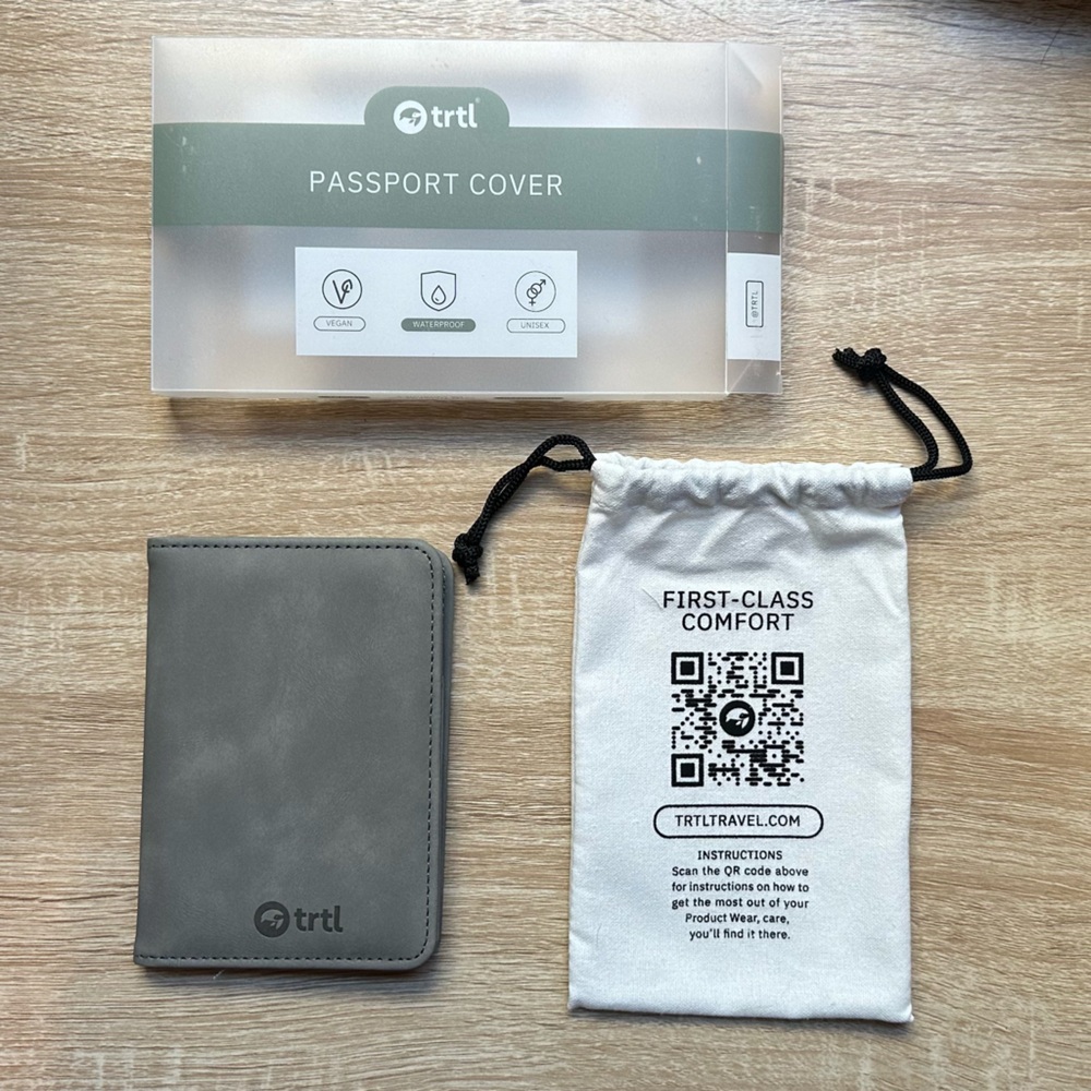 NIB Trtl Grey Vegan Leather Passport Cover